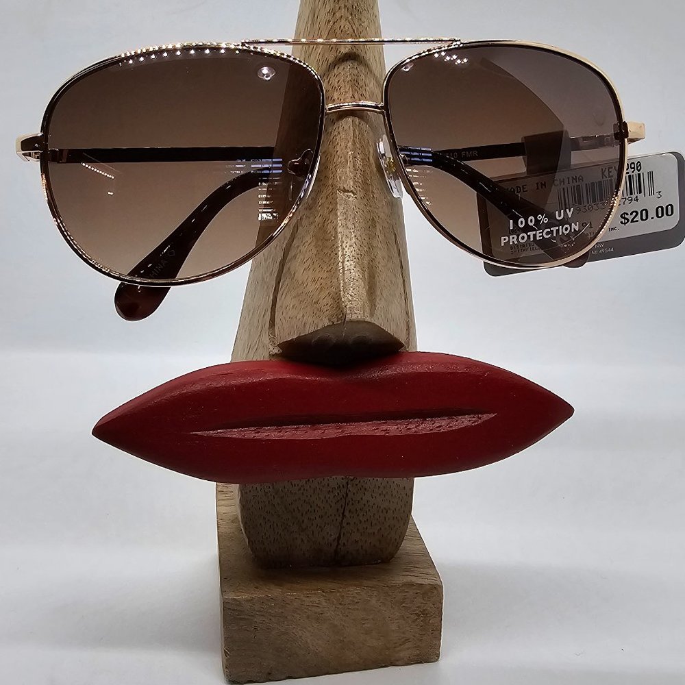 Falls Creek Sunglasses Aviator Gold Metal Frame Brown Lenses